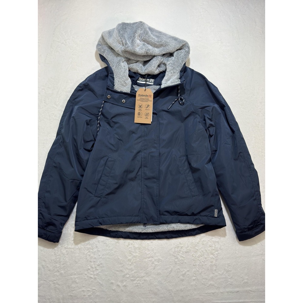 Avalanche Jacket Womens Small Blue Hooded Fleece Lined‎ Water Wind Resistant